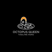 bläckfisk drottning logotyp ikon design vektor