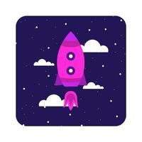 platt illustration Plats, måne, astronaut, lila glitter vektor