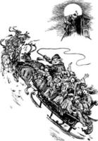 weihnachtsmann und kinder vintage illustration. vektor