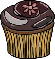 choklad cupcake, illustration, vektor på vit bakgrund.