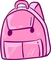 süßer rosa Rucksack, Illustration, Vektor auf weißem Hintergrund.