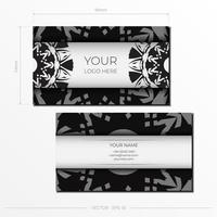 företag kort design i vit med svart mönster. vektor företag kort med plats för din text och abstrakt prydnad.