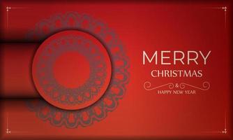 vykort mall glad jul röd Färg med årgång vinröd mönster vektor