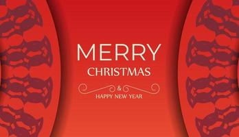 glad jul och Lycklig ny år röd Färg hälsning flygblad mall med lyxig vinröd mönster vektor