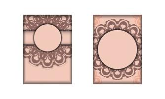 grußkarte in rosa farbe mit griechischem ornament für ihre glückwünsche. vektor