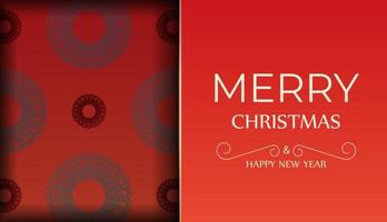 röd Färg glad jul och Lycklig ny år flygblad med abstrakt vinröd prydnad vektor