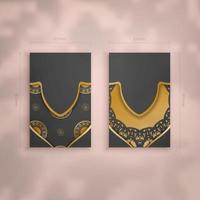 visitenkartenvorlage in schwarzer farbe mit mandala-goldverzierung für ihr geschäft. vektor