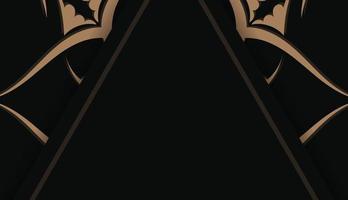 Schwarze Banner-Vorlage mit braunem Mandala-Muster und Platz für Ihr Logo vektor