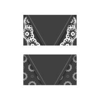 schwarze visitenkarte mit griechischen weißen ornamenten für ihre marke. vektor