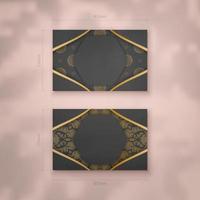 visitenkartenvorlage in schwarz mit luxuriösem goldmuster für ihre marke. vektor