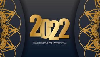 2022 broschyr glad jul svart med abstrakt guld mönster vektor