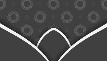 svart bakgrund med mandala vit mönster och plats under din text vektor