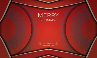 mall hälsning kort glad jul röd Färg med abstrakt vinröd mönster vektor