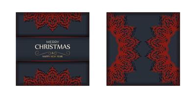 Frohe Weihnachten Vektor-Grußkarten-Design in grauer Farbe mit roten Mustern. design poster guten rutsch ins neue jahr vektor