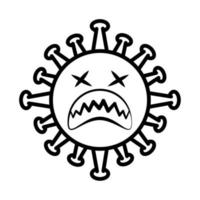 virus-emoticon, covid-19-emoji-charakterinfektion, gesichtslinien-cartoon-stil vektor