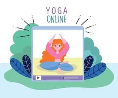 uppkopplad yoga, video Träning yoga övning digital tecknad serie vektor