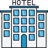 hotelgebäude-vektorillustration auf einem hintergrund. hochwertige symbole. vektorikonen für konzept und grafikdesign. vektor