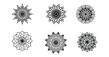 Set Mandala, schwarzes Mandala, luxuriöser dekorativer Mandala-Design-Hintergrund, Mandala-Design, Mandala-Muster-Malbuch-Kunst-Tapeten-Design, Fliesenmuster, Schwarz-Weiß-Mandala, Islam, Arabisch, Indisch vektor