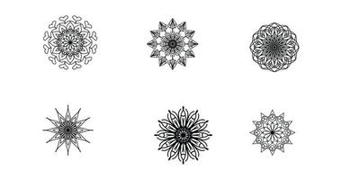 Set Mandala, schwarzes Mandala, luxuriöser dekorativer Mandala-Design-Hintergrund, Mandala-Design, Mandala-Muster-Malbuch-Kunst-Tapeten-Design, Fliesenmuster, Schwarz-Weiß-Mandala, Islam, Arabisch, Indisch vektor