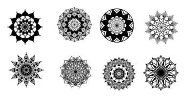 Set Mandala, schwarzes Mandala, luxuriöser dekorativer Mandala-Design-Hintergrund, Mandala-Design, Mandala-Muster-Malbuch-Kunst-Tapeten-Design, Fliesenmuster, Schwarz-Weiß-Mandala, Islam, Arabisch, Indisch vektor