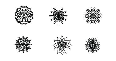 Set Mandala, schwarzes Mandala, luxuriöser dekorativer Mandala-Design-Hintergrund, Mandala-Design, Mandala-Muster-Malbuch-Kunst-Tapeten-Design, Fliesenmuster, Schwarz-Weiß-Mandala, Islam, Arabisch, Indisch vektor