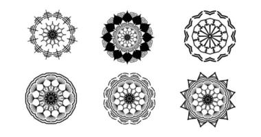 Set Mandala, schwarzes Mandala, luxuriöser dekorativer Mandala-Design-Hintergrund, Mandala-Design, Mandala-Muster-Malbuch-Kunst-Tapeten-Design, Fliesenmuster, Schwarz-Weiß-Mandala, Islam, Arabisch, Indisch vektor