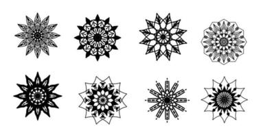 Set Mandala, schwarzes Mandala, luxuriöser dekorativer Mandala-Design-Hintergrund, Mandala-Design, Mandala-Muster-Malbuch-Kunst-Tapeten-Design, Fliesenmuster, Schwarz-Weiß-Mandala, Islam, Arabisch, Indisch vektor