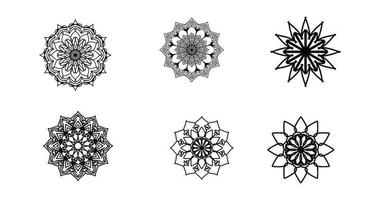 Set Mandala, schwarzes Mandala, luxuriöser dekorativer Mandala-Design-Hintergrund, Mandala-Design, Mandala-Muster-Malbuch-Kunst-Tapeten-Design, Fliesenmuster, Schwarz-Weiß-Mandala, Islam, Arabisch, Indisch vektor