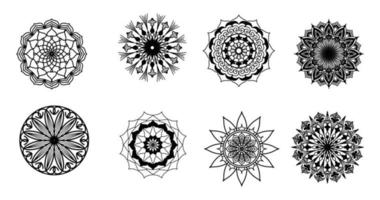 Set Mandala, schwarzes Mandala, luxuriöser dekorativer Mandala-Design-Hintergrund, Mandala-Design, Mandala-Muster-Malbuch-Kunst-Tapeten-Design, Fliesenmuster, Schwarz-Weiß-Mandala, Islam, Arabisch, Indisch vektor