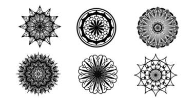Set Mandala, schwarzes Mandala, luxuriöser dekorativer Mandala-Design-Hintergrund, Mandala-Design, Mandala-Muster-Malbuch-Kunst-Tapeten-Design, Fliesenmuster, Schwarz-Weiß-Mandala, Islam, Arabisch, Indisch vektor
