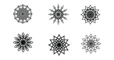 Set Mandala, schwarzes Mandala, luxuriöser dekorativer Mandala-Design-Hintergrund, Mandala-Design, Mandala-Muster-Malbuch-Kunst-Tapeten-Design, Fliesenmuster, Schwarz-Weiß-Mandala, Islam, Arabisch, Indisch vektor