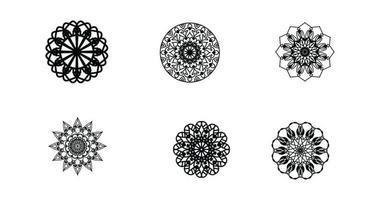 Set Mandala, schwarzes Mandala, luxuriöser dekorativer Mandala-Design-Hintergrund, Mandala-Design, Mandala-Muster-Malbuch-Kunst-Tapeten-Design, Fliesenmuster, Schwarz-Weiß-Mandala, Islam, Arabisch, Indisch vektor