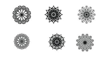 Set Mandala, schwarzes Mandala, luxuriöser dekorativer Mandala-Design-Hintergrund, Mandala-Design, Mandala-Muster-Malbuch-Kunst-Tapeten-Design, Fliesenmuster, Schwarz-Weiß-Mandala, Islam, Arabisch, Indisch vektor