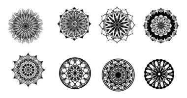 Set Mandala, schwarzes Mandala, luxuriöser dekorativer Mandala-Design-Hintergrund, Mandala-Design, Mandala-Muster-Malbuch-Kunst-Tapeten-Design, Fliesenmuster, Schwarz-Weiß-Mandala, Islam, Arabisch, Indisch vektor