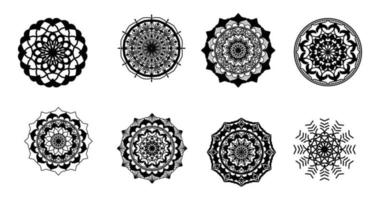 Set Mandala, schwarzes Mandala, luxuriöser dekorativer Mandala-Design-Hintergrund, Mandala-Design, Mandala-Muster-Malbuch-Kunst-Tapeten-Design, Fliesenmuster, Schwarz-Weiß-Mandala, Islam, Arabisch, Indisch vektor