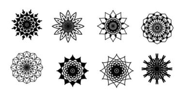 Set Mandala, schwarzes Mandala, luxuriöser dekorativer Mandala-Design-Hintergrund, Mandala-Design, Mandala-Muster-Malbuch-Kunst-Tapeten-Design, Fliesenmuster, Schwarz-Weiß-Mandala, Islam, Arabisch, Indisch vektor