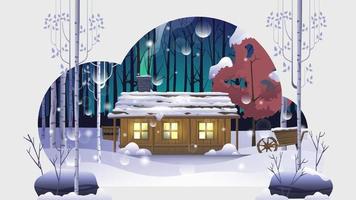 en hus i de vinter- skog illustration vektor