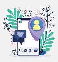 Smartphone-Pin-Standort Avatar Sprechblase Social Media vektor