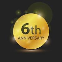 guld cirkel tallrik elegant logotyp 6:e år årsdag firande vektor