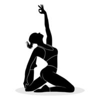 Pose eines Mädchens, das Yoga-Meditation praktiziert. Vektor-Silhouette-Illustration vektor