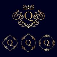goldenes Logo der königlichen Schönheit q vektor