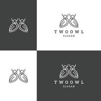 Zwei Eule Logo Symbol Design Vorlage Vektor Illustration