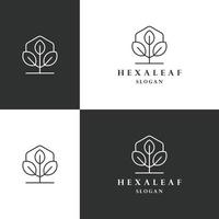 hexa blad logotyp ikon platt design mall vektor