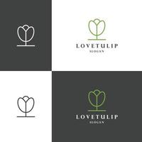 Liebe Tulpe Logo Symbol flache Designvorlage vektor