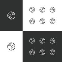 uppsättning boll linje logotyp ikon platt design mall vektor