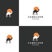 Kamel-Sonne-Logo-Symbol flache Design-Vorlage vektor