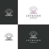 Lotus-Sonne-Logo-Symbol flache Design-Vorlage vektor