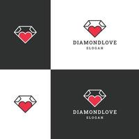 Diamant Liebe Logo Symbol Design Vorlage Vektor Illustration