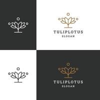 tulpan lotus logotyp ikon platt design mall vektor