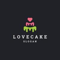 Liebe Kuchen Logo Symbol flache Designvorlage vektor